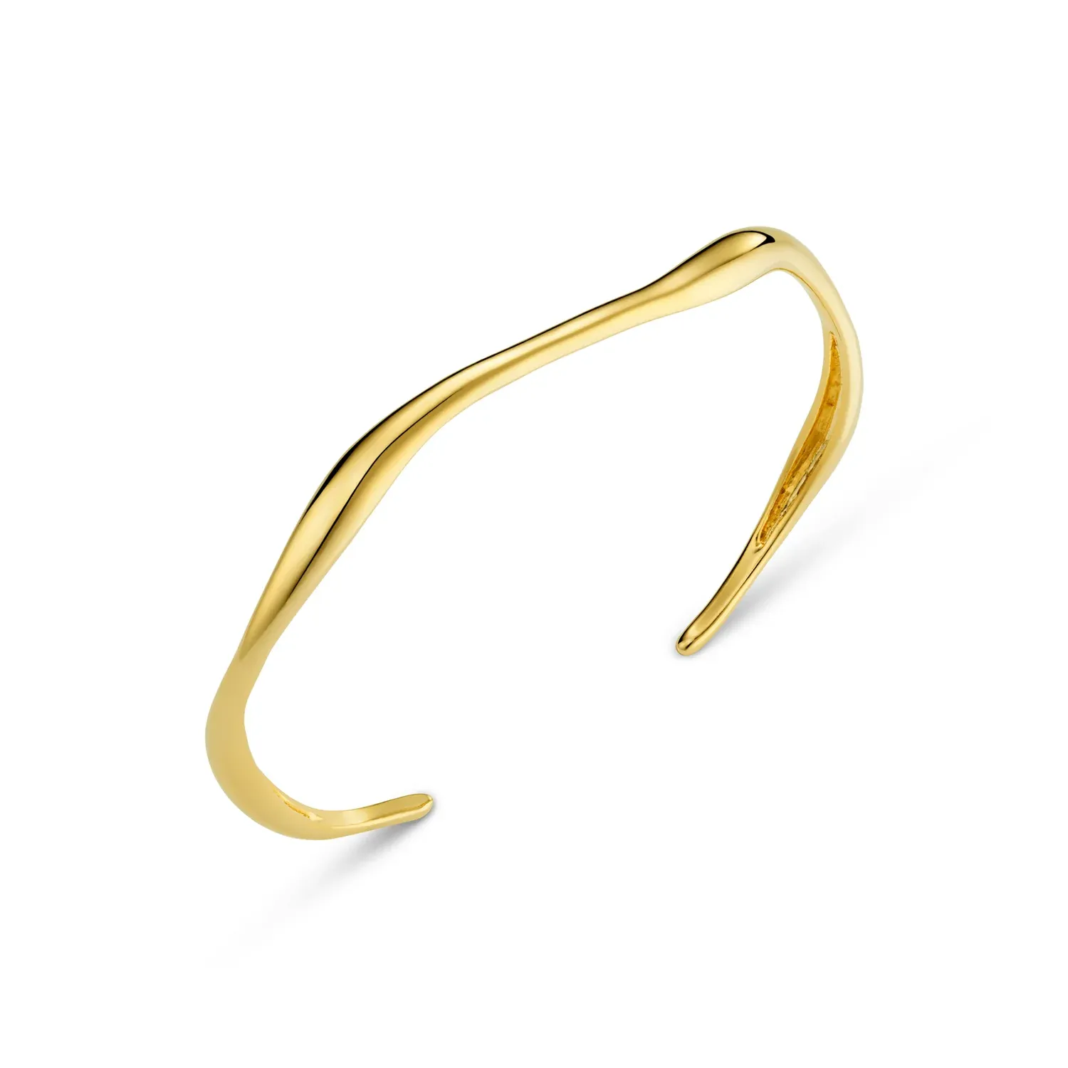 Fine wave bangle gold