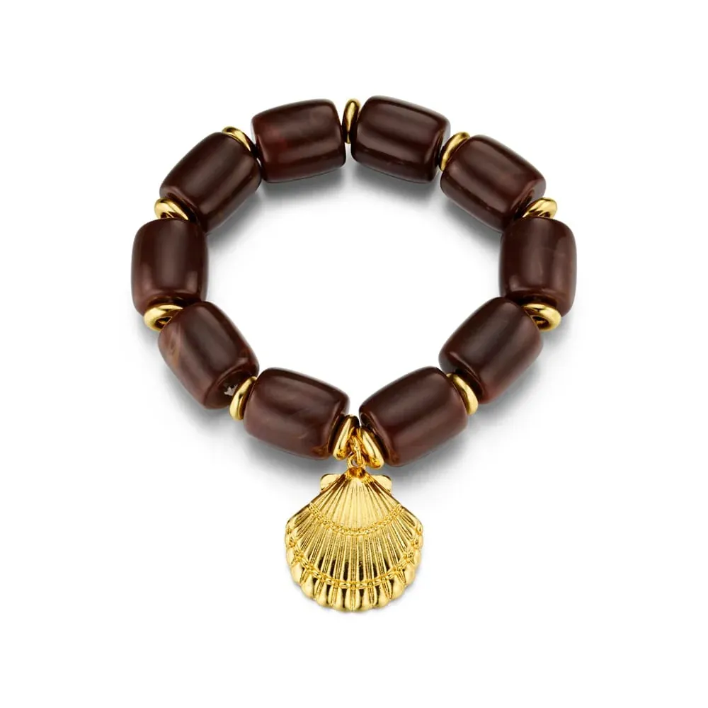 Chunky beaded shell charm bracelet