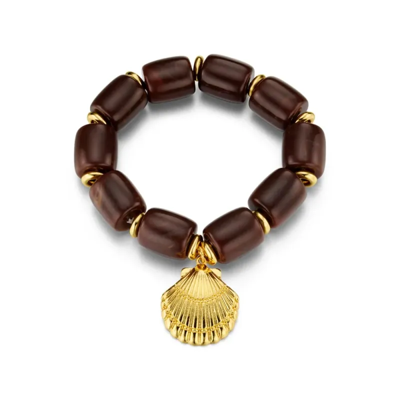 Chunky beaded shell charm bracelet