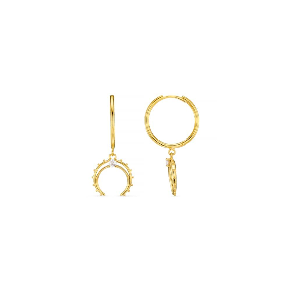 Desert moon horseshoe hoop earrings gold