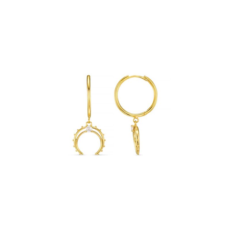 Desert moon horseshoe hoop earrings gold