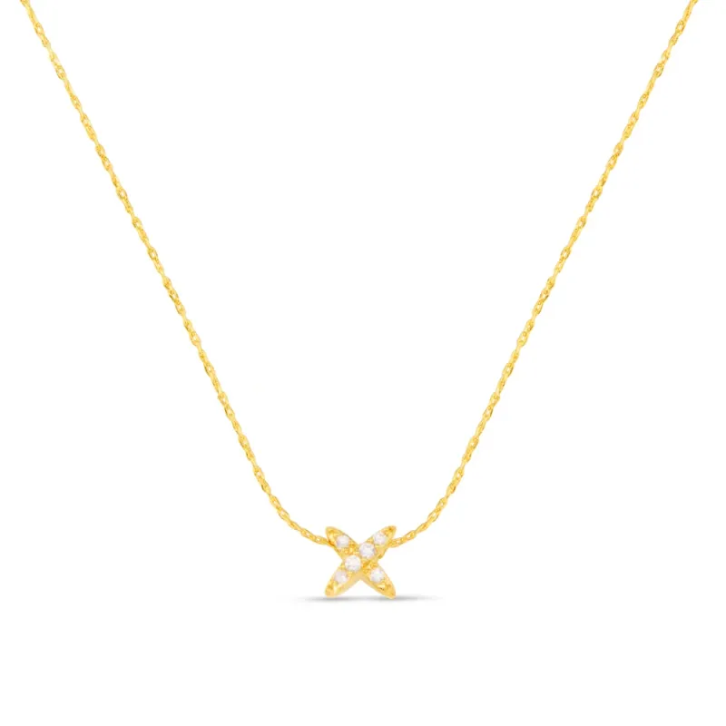 Fine pave cross collar necklace gold