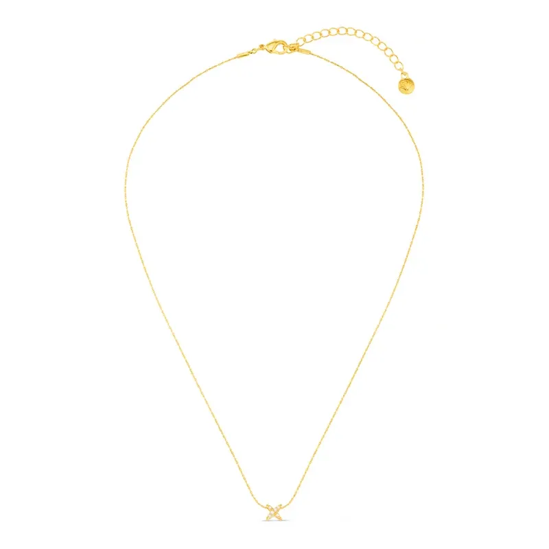 Fine pave cross collar necklace gold
