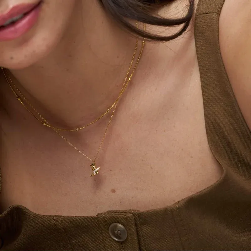 Cowboy boot charm necklace gold