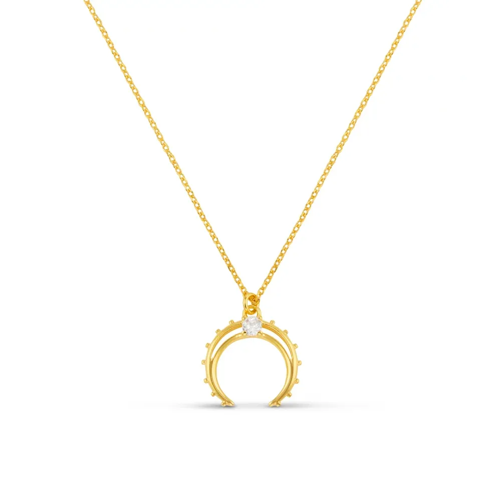 Desert moon horseshoe necklace gold