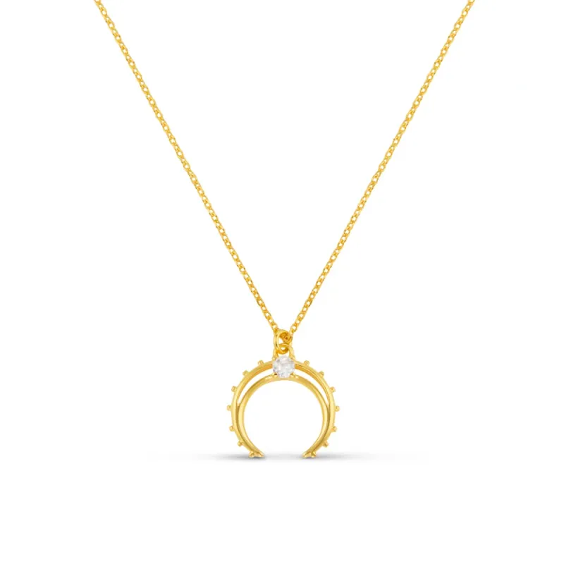 Desert moon horseshoe necklace gold