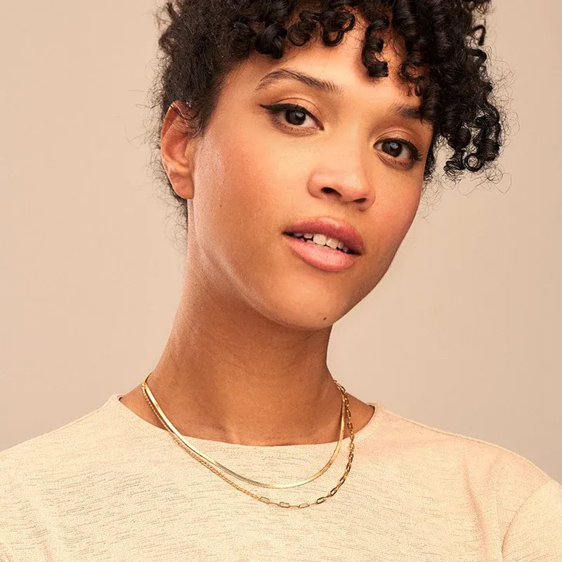 Flat chain snake necklace gold
