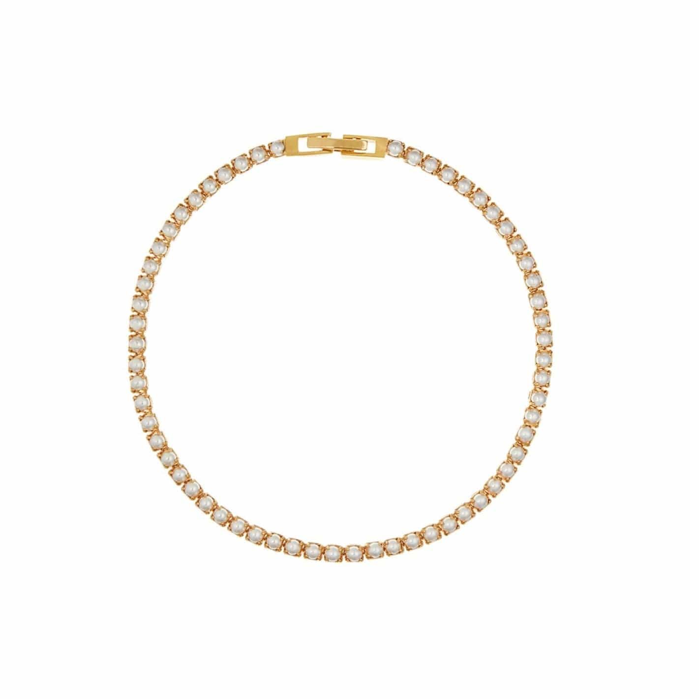 Pearl tennis bracelet gold
