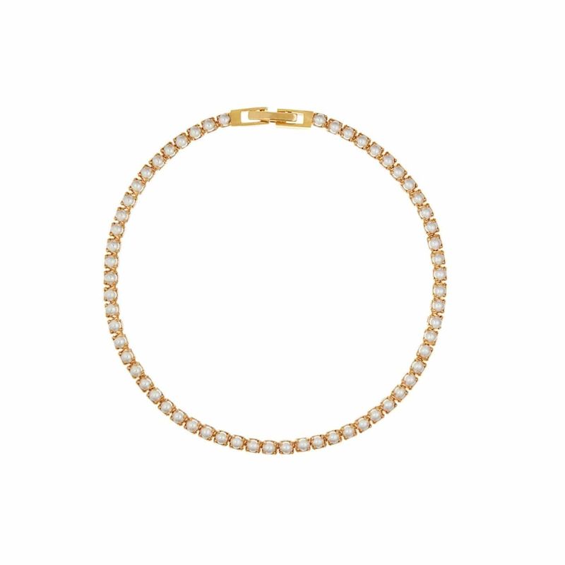 Pearl tennis bracelet gold