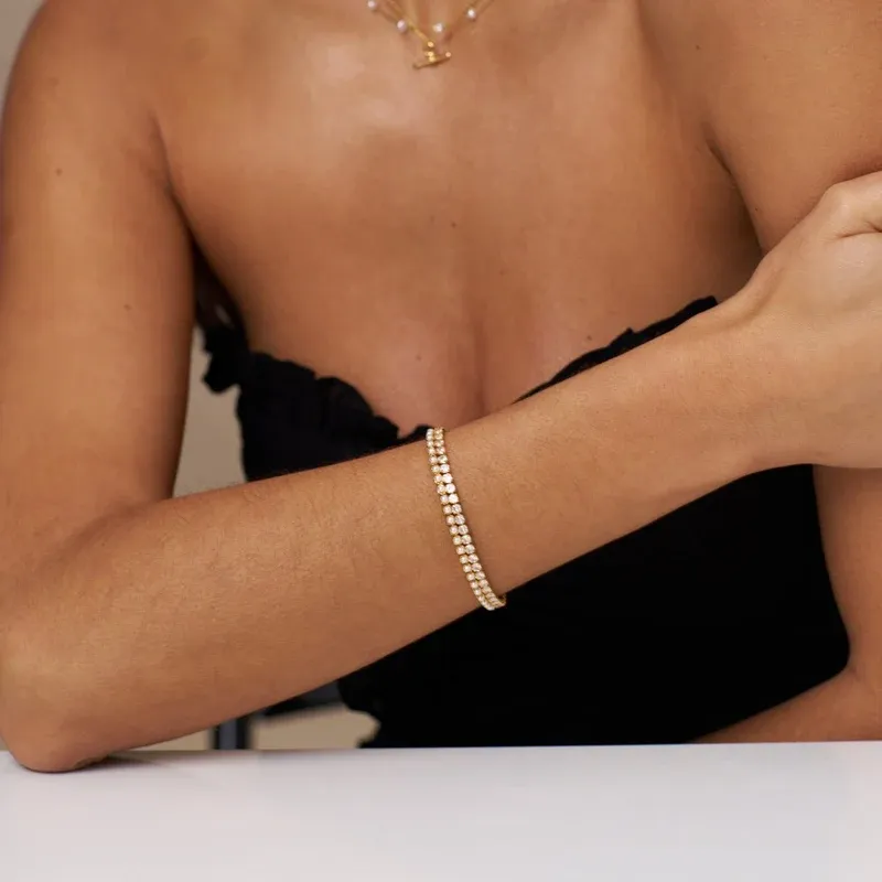 Pearl tennis bracelet gold