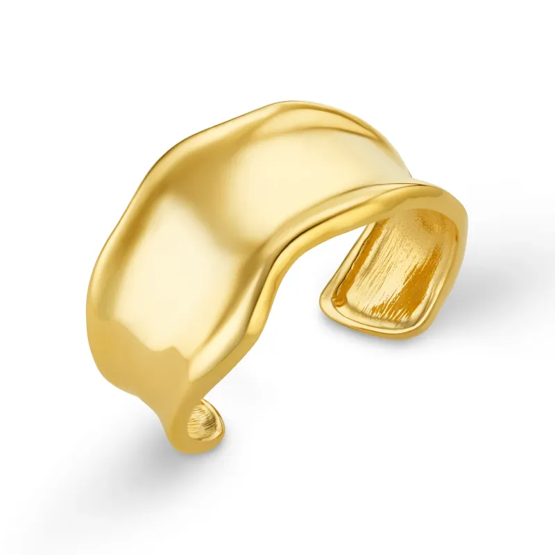 Statement organic molten metal cuff gold