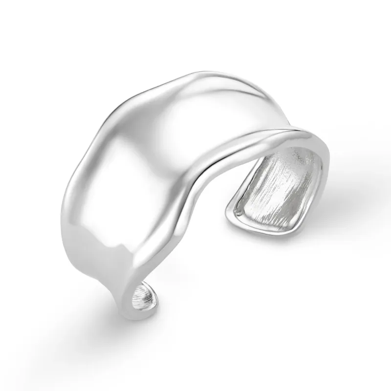 Statement organic molten metal cuff silver
