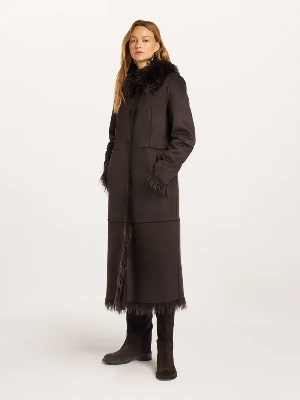 Sienna faux fur coat dark chocolate