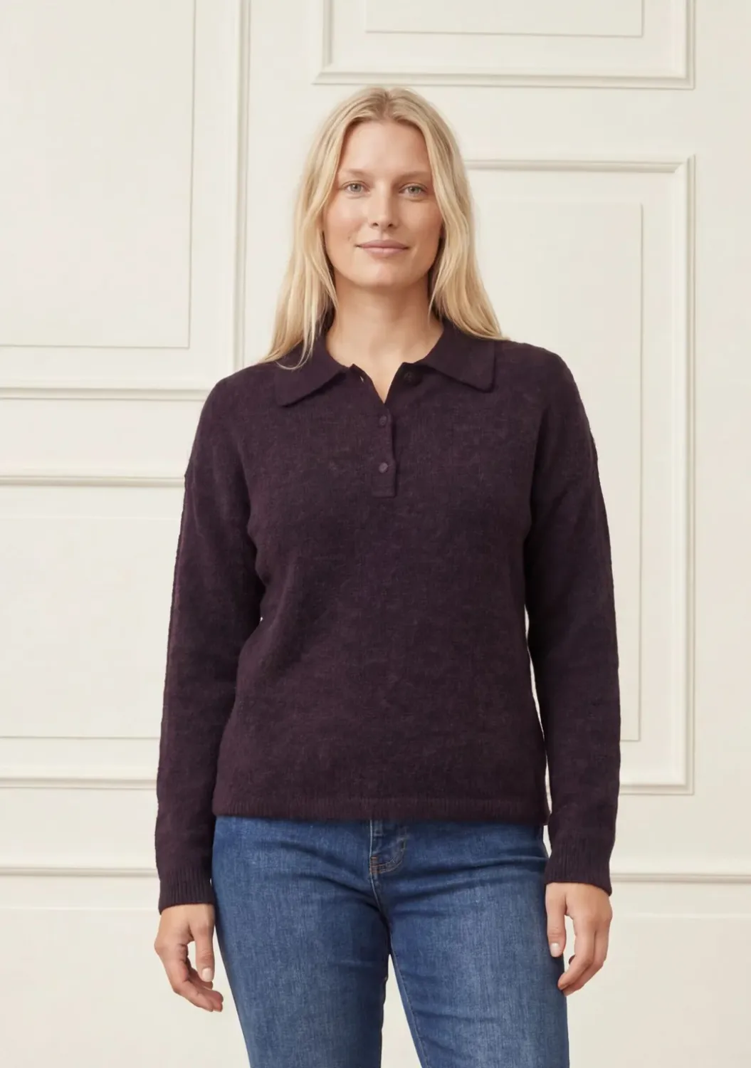 Anna collar knitted jumper aubergine purple