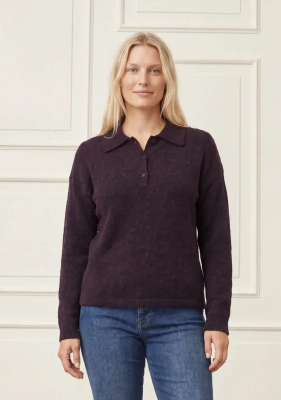 Anna collar knitted jumper aubergine purple