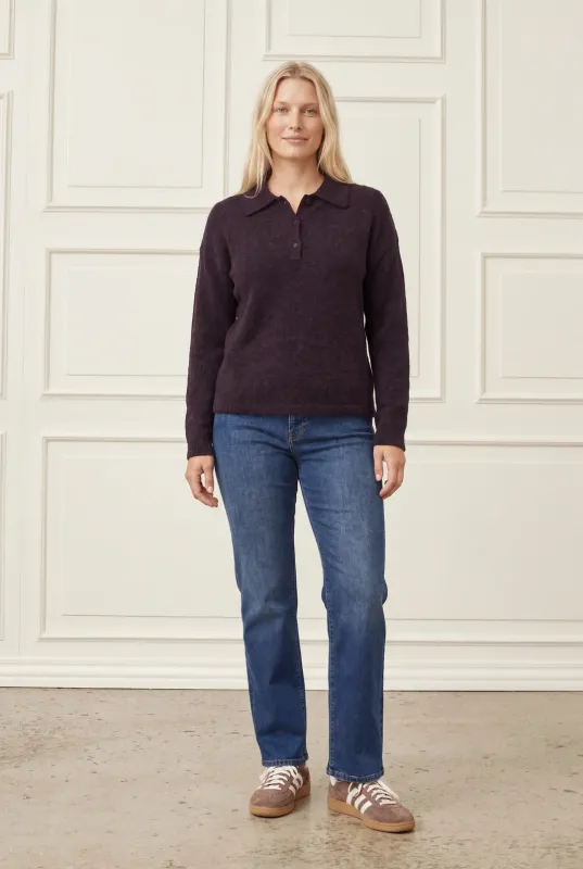 Anna collar knitted jumper aubergine purple