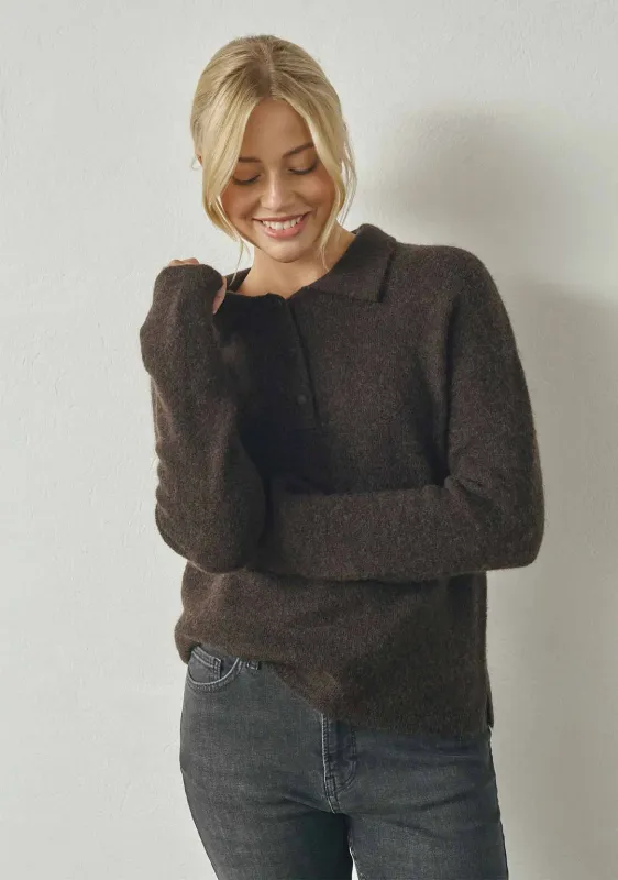 Anna knitted collar jumper dark brown