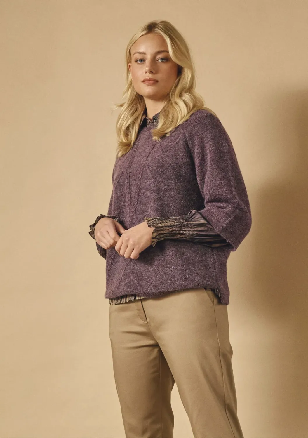 Anna short sleeve jumper aubergine purple