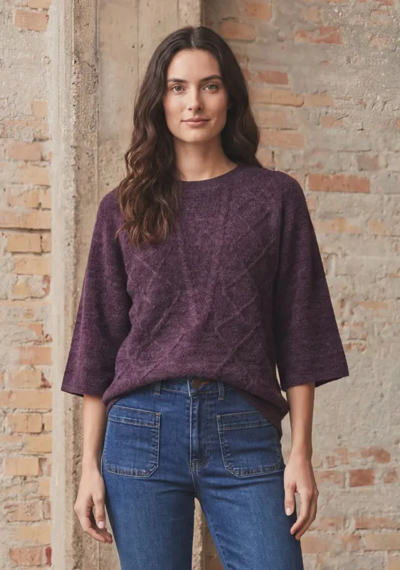 Anna short sleeve jumper aubergine purple