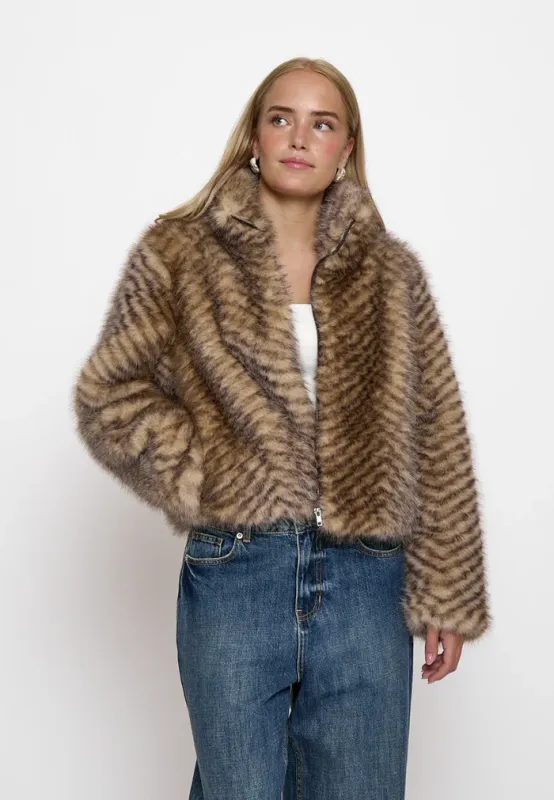 Peggy faux fur jacket speckled brown