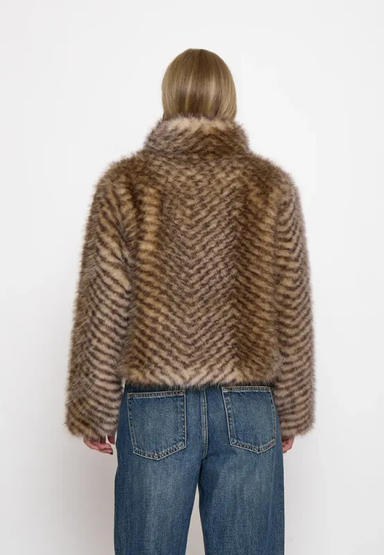 Peggy faux fur jacket speckled brown