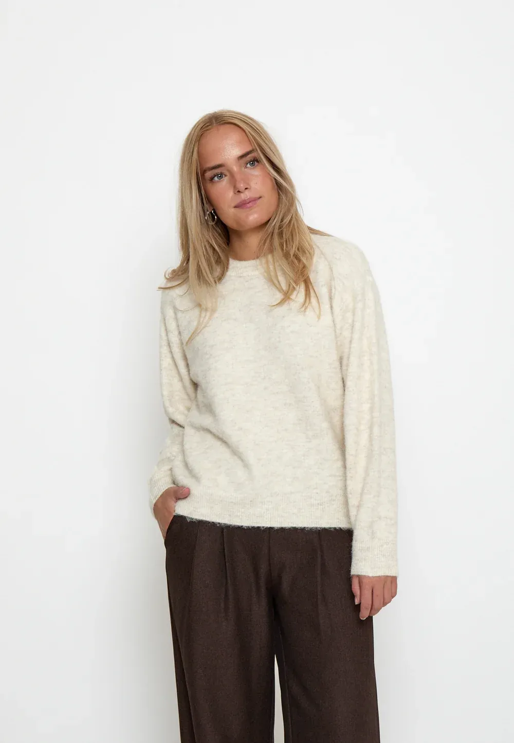 Sylvie knitted jumper mottled cream