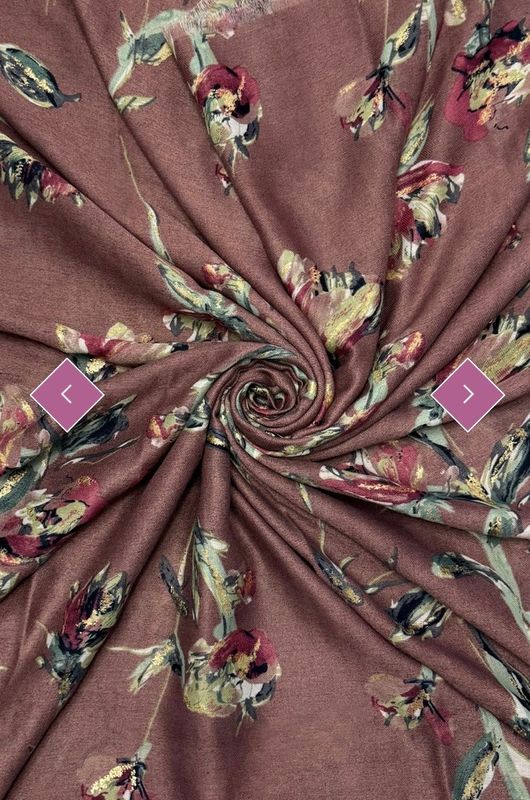 Flower and gold foiled scarf purple