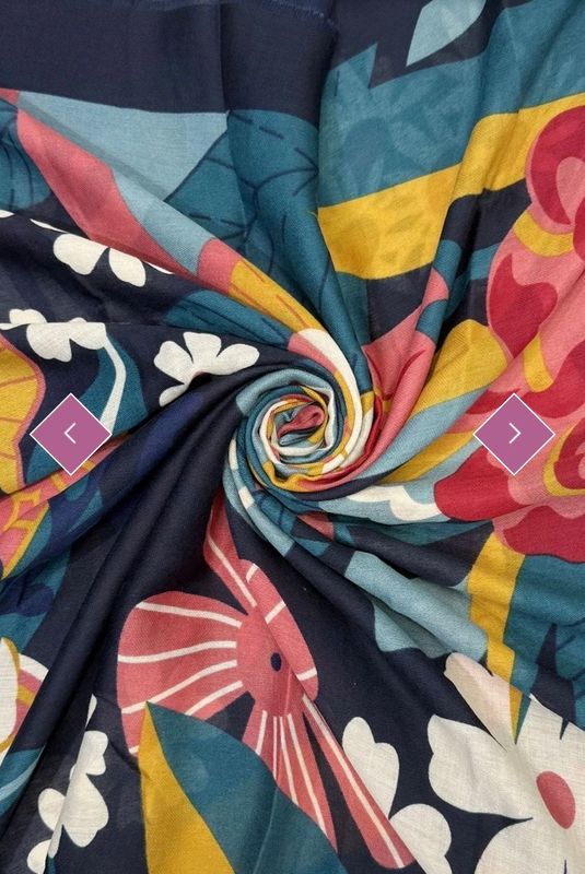 Mixed floral print scarf navy blue