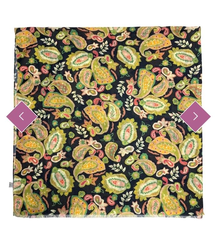 Tropical paisley print scarf black