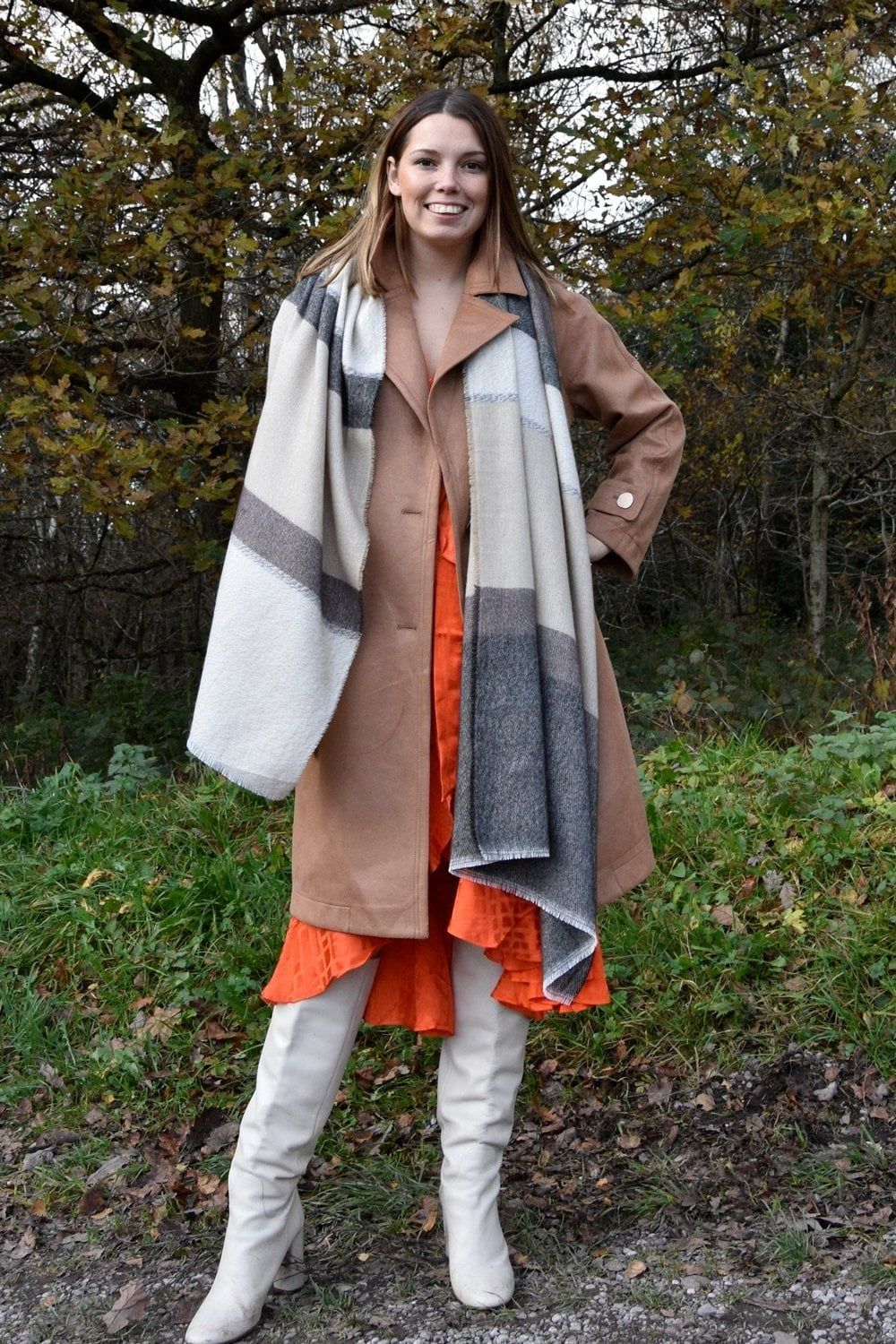 Brown mix cashmere blend wrap
