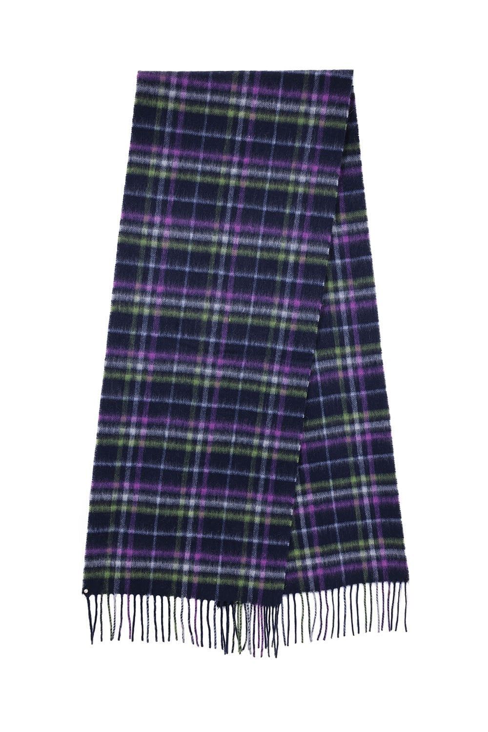 Pure lambswool checked scarf purple mix