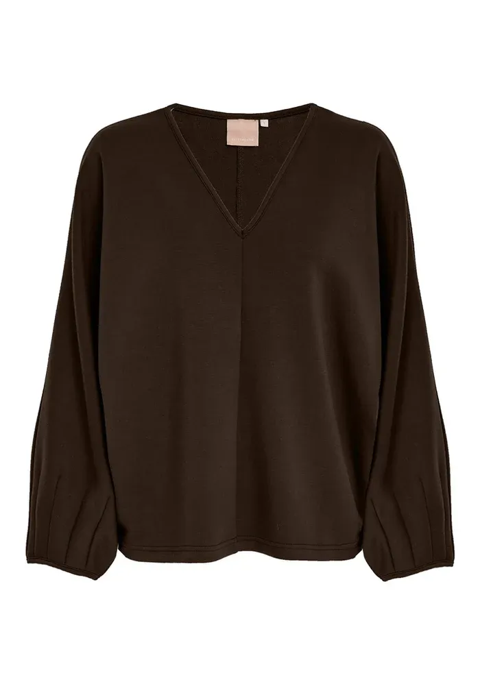 Minnie v-neck blouse chocolate brown