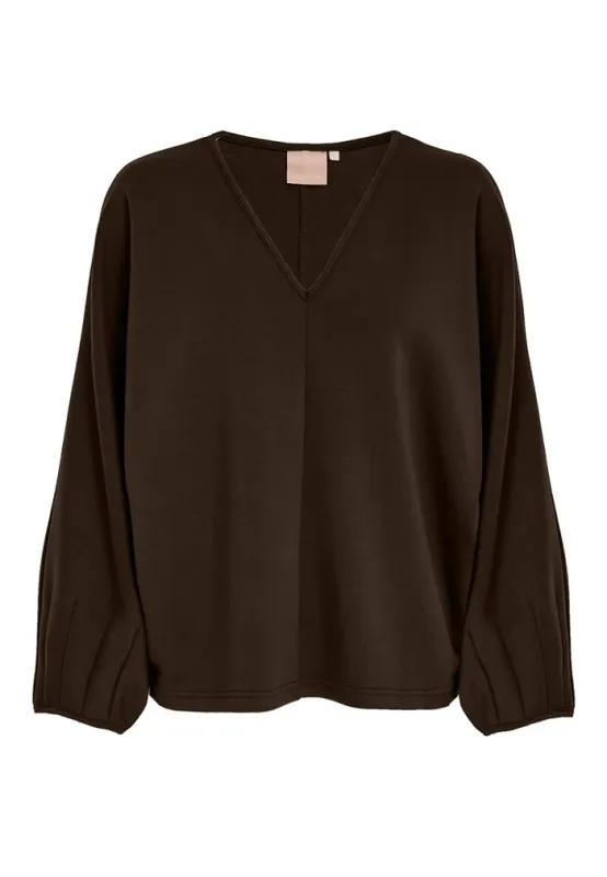 Minnie v-neck blouse chocolate brown