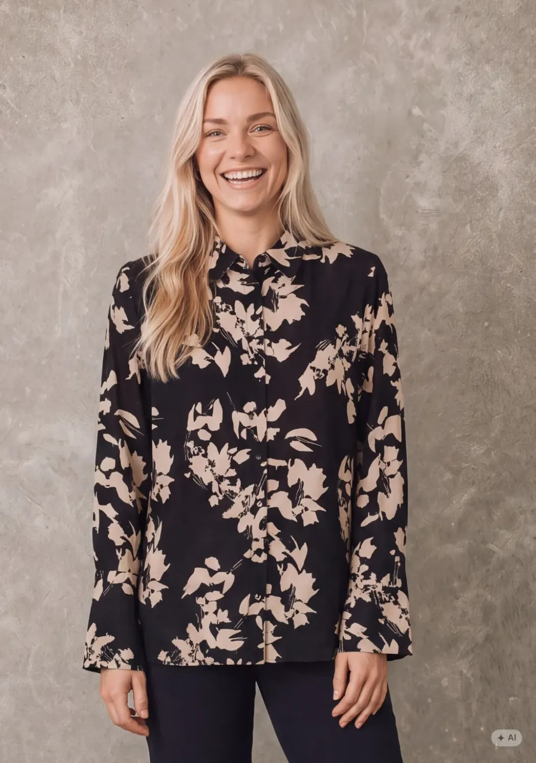 Ane printed shirt black and cream