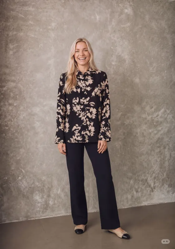 Ane printed shirt black and cream