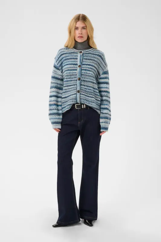 Hazel knitted cardigan blue stripe