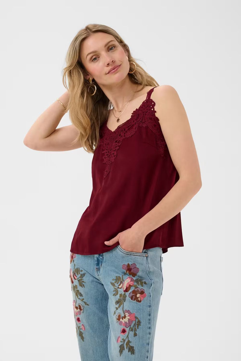 Anna camisole vest top cabernet red