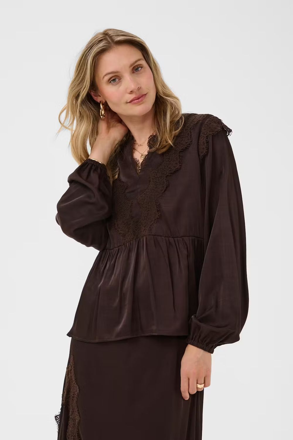 Confir blouse chocolate brown