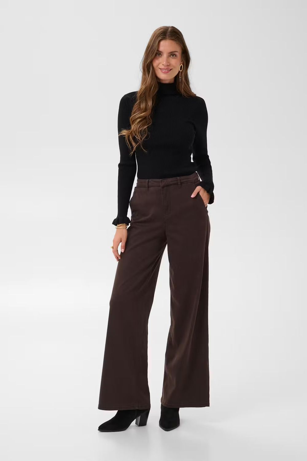 Visti wide leg jeans chocolate brown