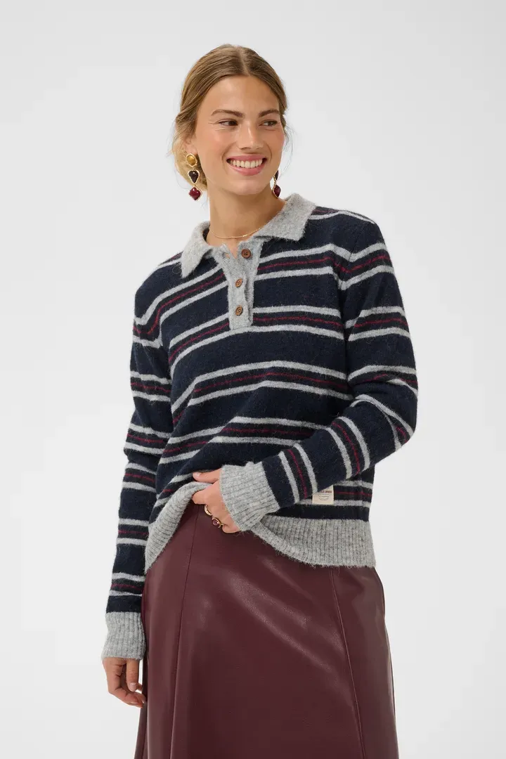 Ditte polo knitted jumper navy