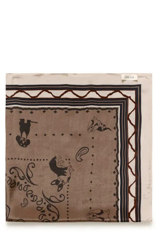 Ashli scarf dog print brown