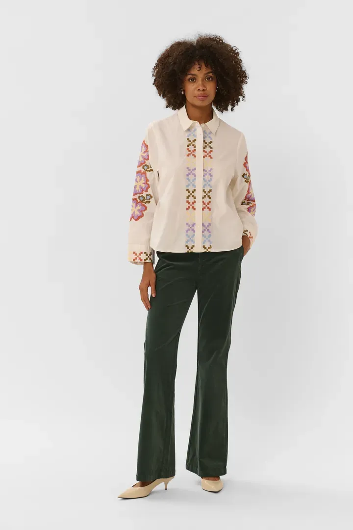 Tulum flare trousers olive green
