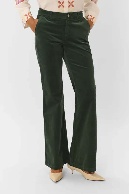 Tulum flare trousers olive green