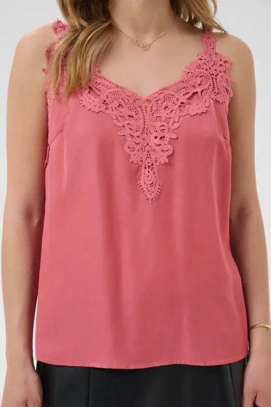 Anna camisole vest top blush rose red