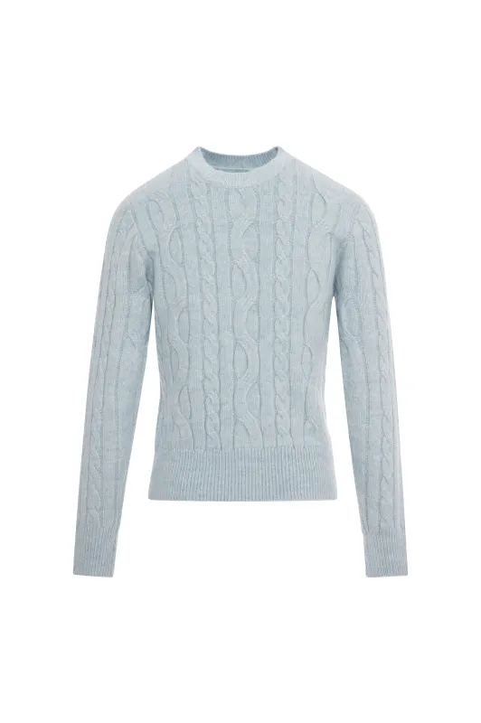 Cable knitted jumper mulberry purple