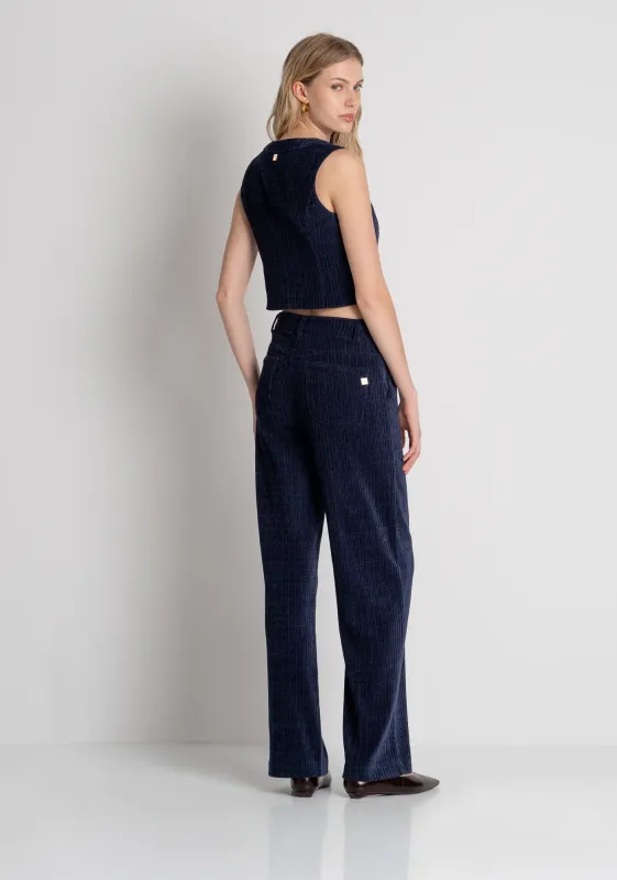 Straight leg corduroy trousers navy blue