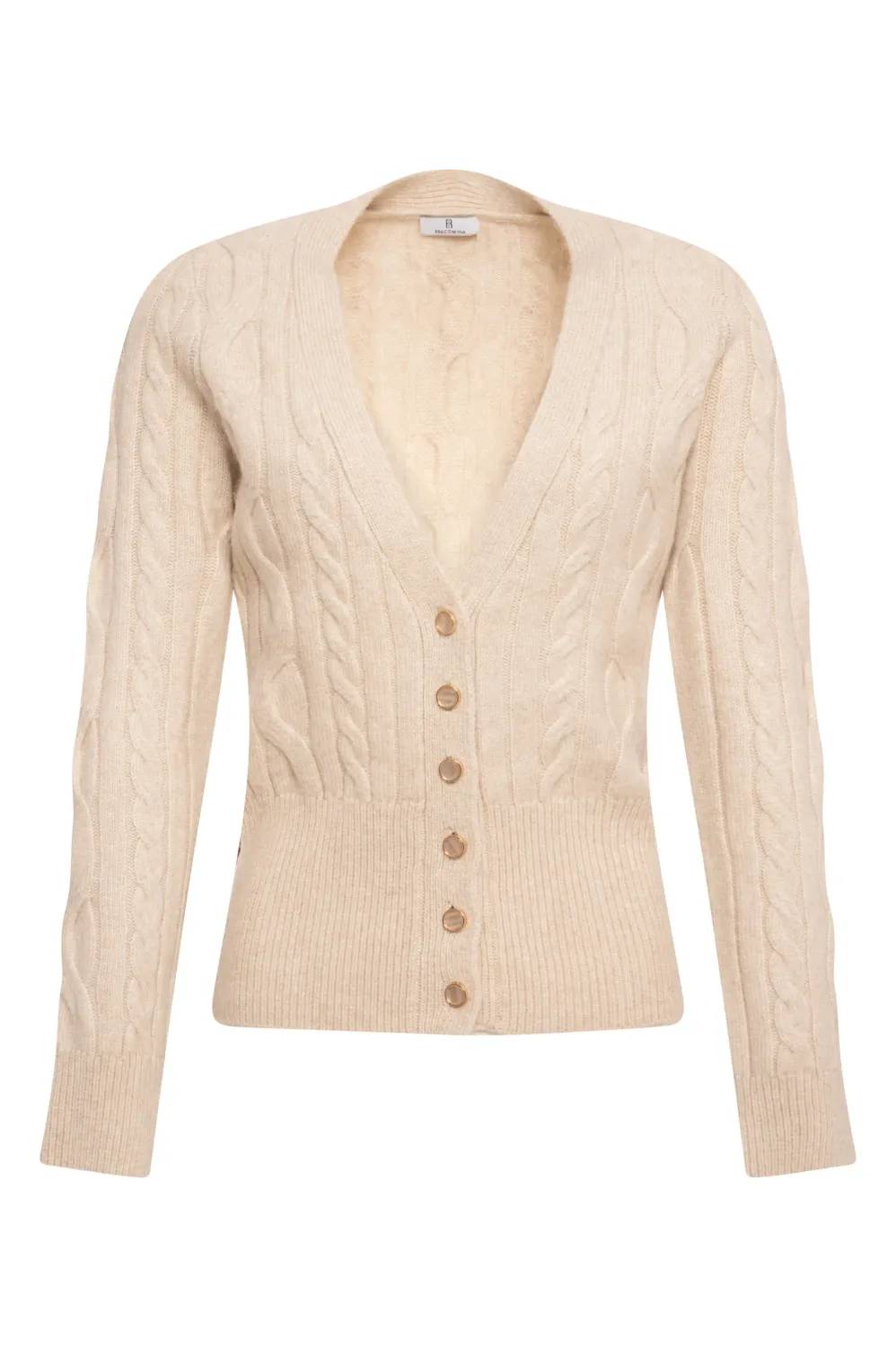 Regular fit cable knit cardigan cream