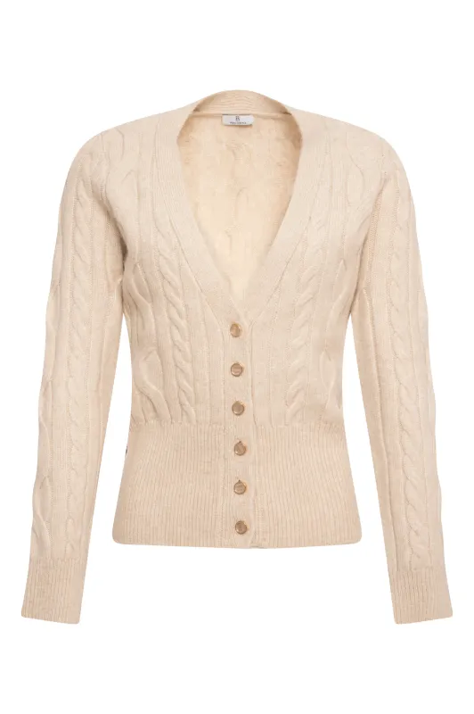 Regular fit cable knit cardigan cream