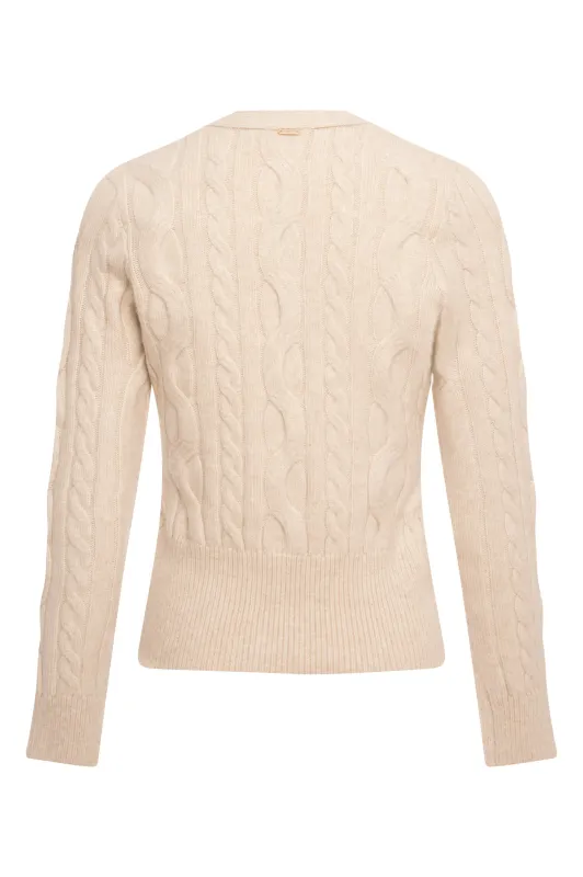 Regular fit cable knit cardigan cream