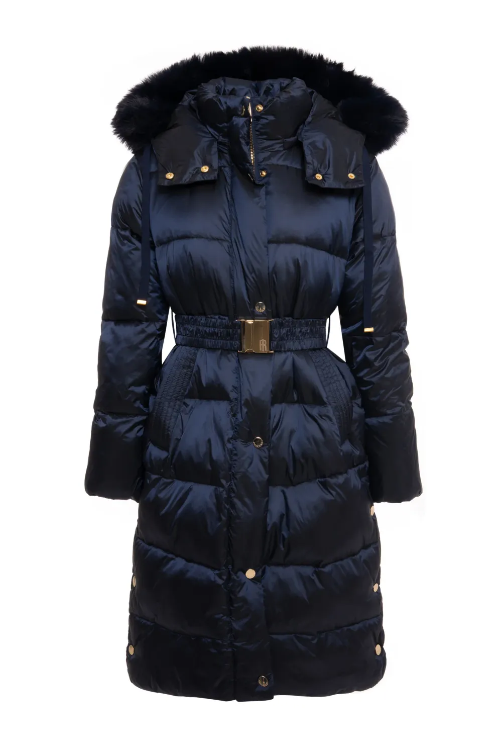 Long puffer jacket navy blue